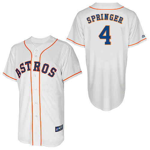 George Springer #4 Youth Baseball Jersey-Houston Astros Authentic Home White Cool Base MLB Jersey